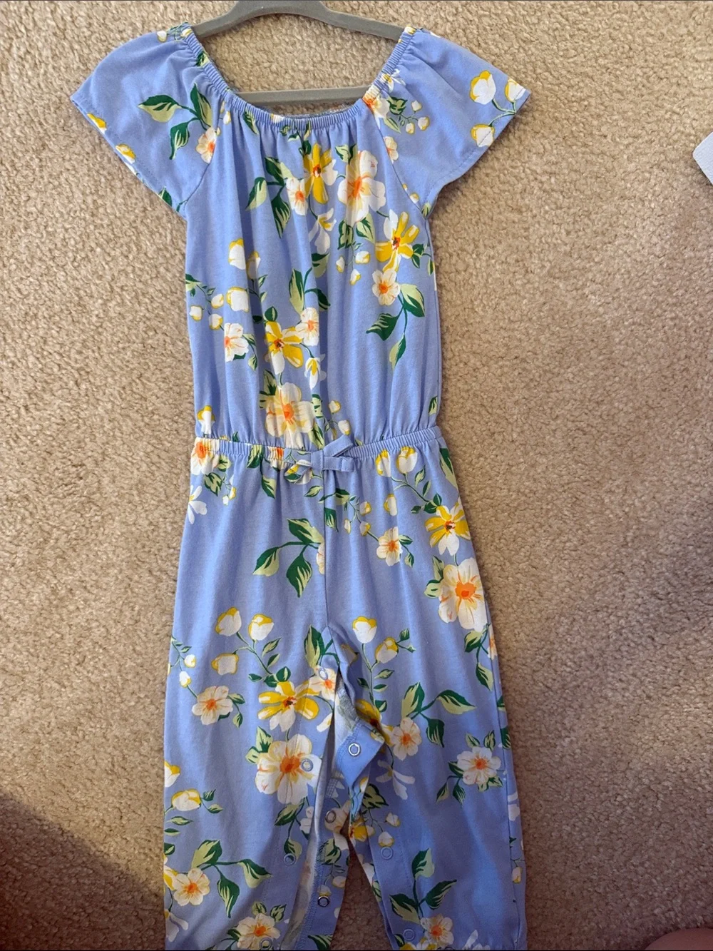 The Children's Place 18-24m Floral Off-Shoulder Romper button bottoms like new